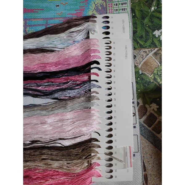 Tranh thêu chữ thập phong cảnh hoa anh đào 50*63cm chỉ lụa chỉ cotton