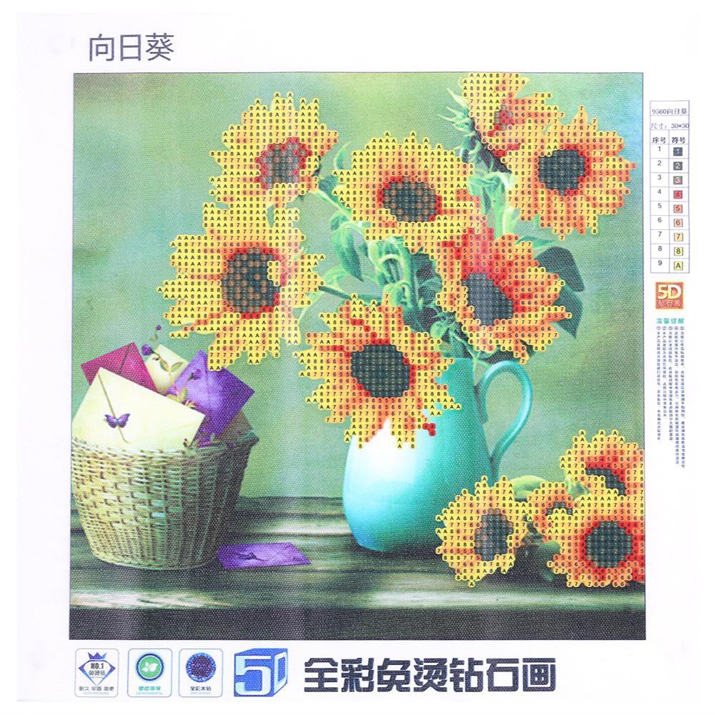 Tranh đính đá hình lọ hoa hướng dương tự hoàn thành | BigBuy360 - bigbuy360.vn