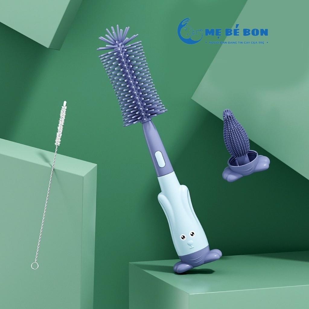 Cọ Bình Sữa Silicon Cao Cấp, Cọ Rửa Bình Sữa Silicon 3in1