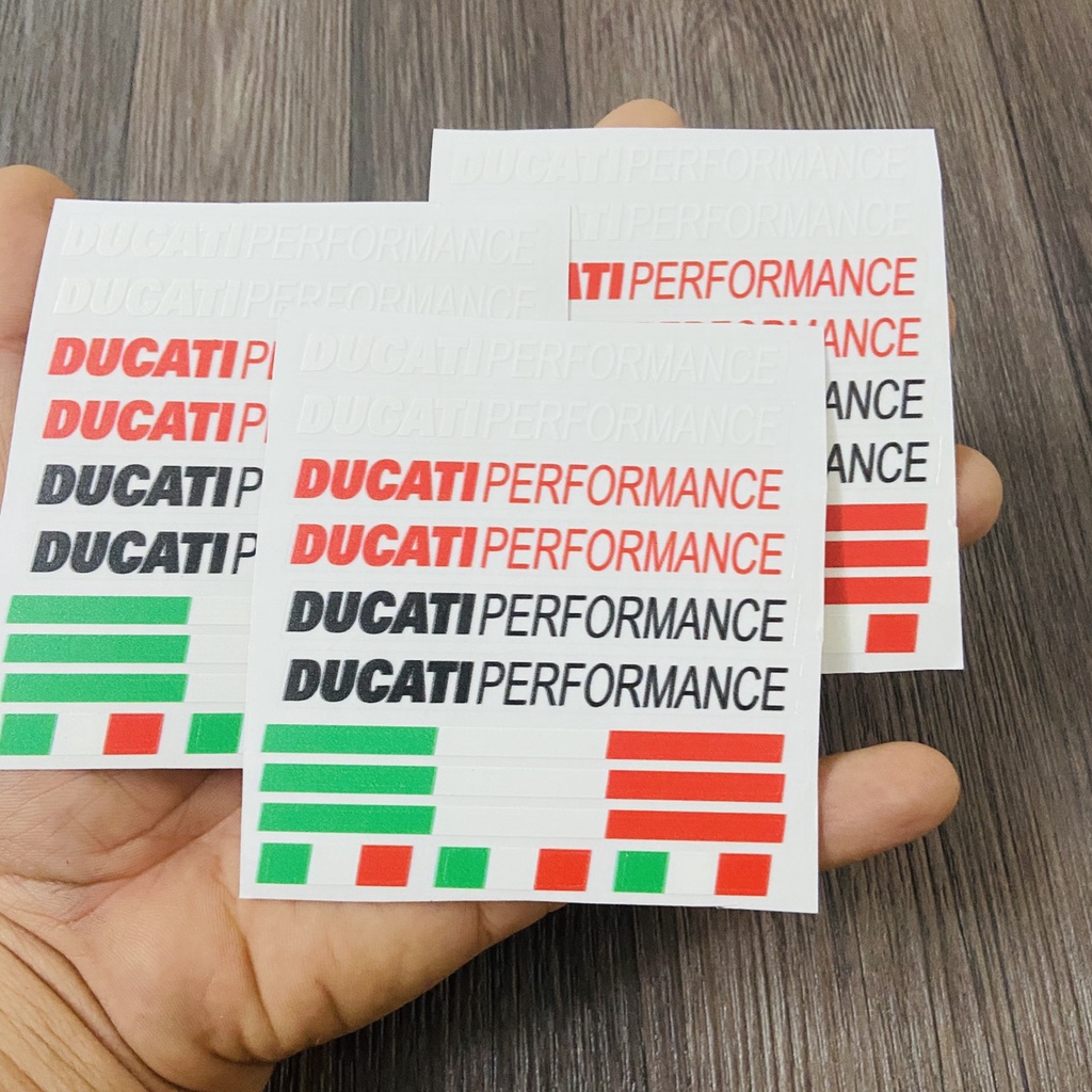 (CHÚ Ý) 01 tờ Tem in UV chữ DUCATII performante cao cấp, tem trang trí xe máy siêu chất