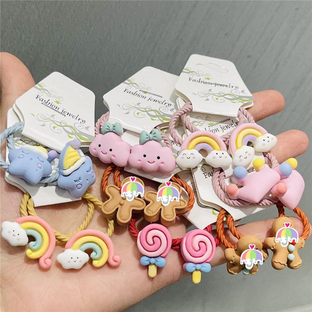 Bộ 2 Băng Đô Cài Tóc Hình Ngôi Sao / Cầu Vồng Màu Cầu Vồng Xinh Xắn Cho Bé