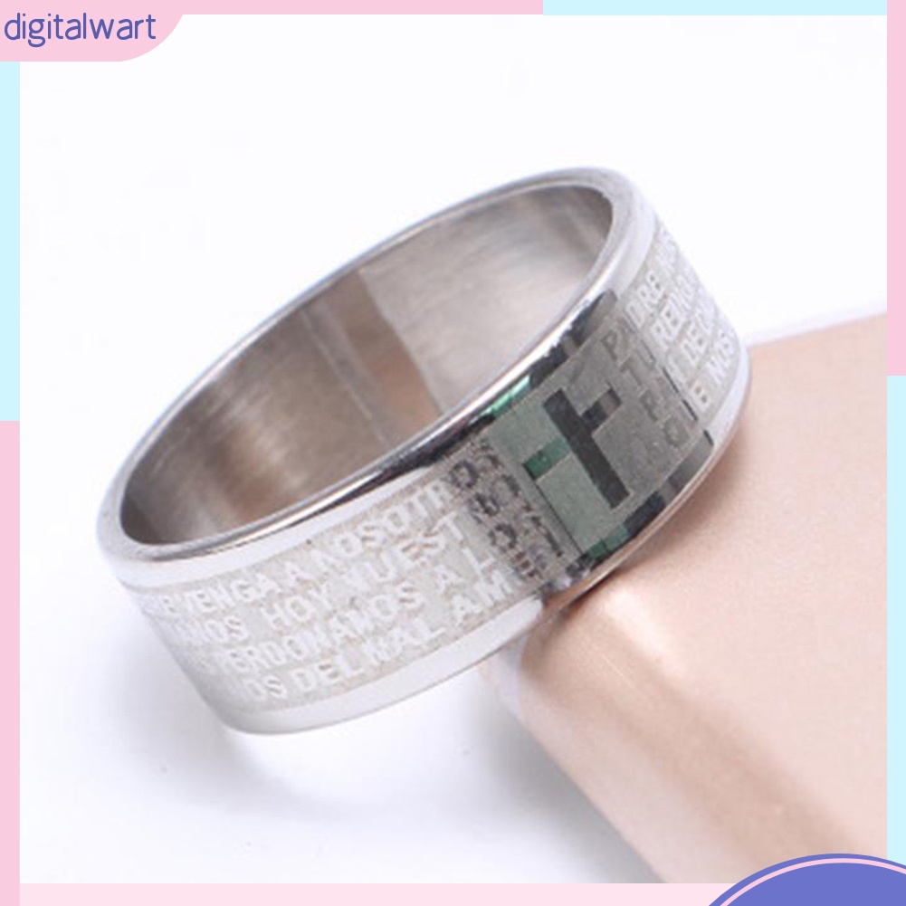 Nhẫn Thép Titan Khắc Chữ Và Thánh Giá Thời Trang Cho Cặp Đôi