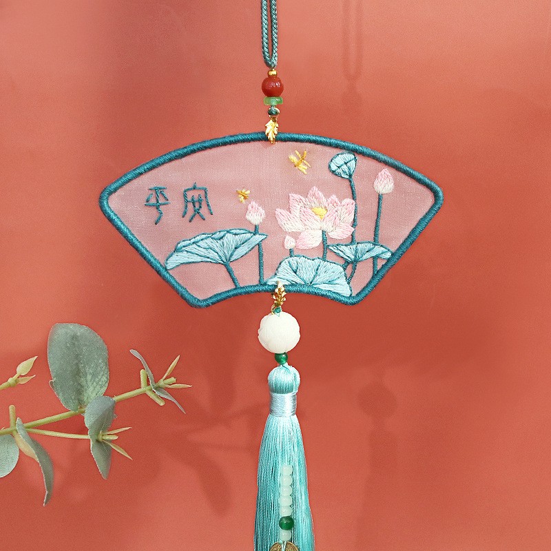 Thêu Handmade/Phụ Kiện/Mặt phụ kiện tranh treo móc khóa/túi xách kiêm thẻ kẹp sách thêu họa tiết cổ trang thủ công tự làm cho nữ