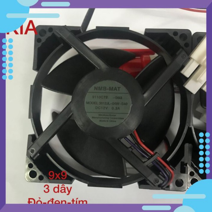 [Mã ELHA22 giảm 5% đơn 300K] Quạt tủ lạnh DC 12v 0.3A -3 dây ( Đen đỏ tím ) - 3 cánh 9x9cm ( Dùng cho tủ lạnh)