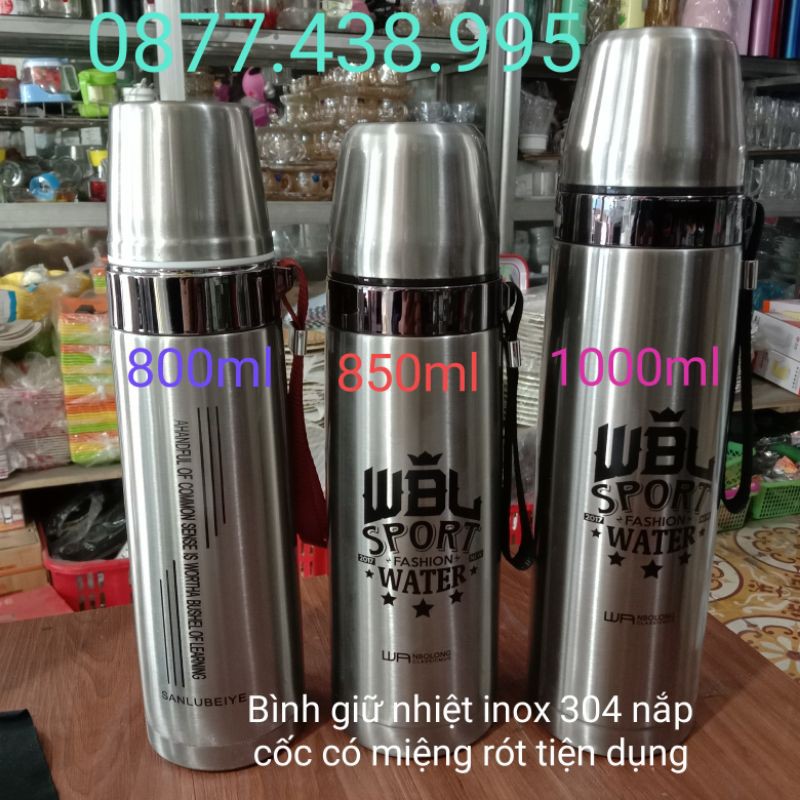 Bình giữ nhiệt nắp đậy kiêm cốc uống 2 in 1 tiện dụng dung tích 800ml 850ml 1000ml