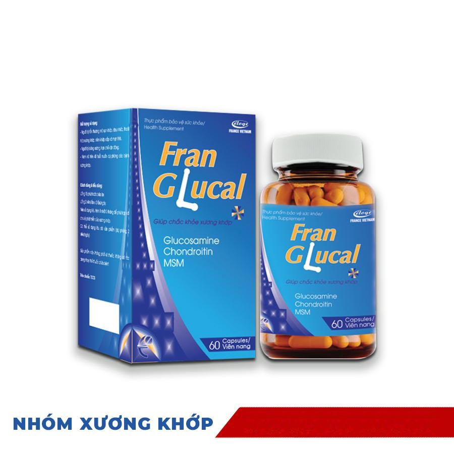 FRAN GLUCAL – Hỗ trợ tăng dịch nhầy khớp, giảm đau xương khớp do thoái hóa khớp (Hộp 60 viên)