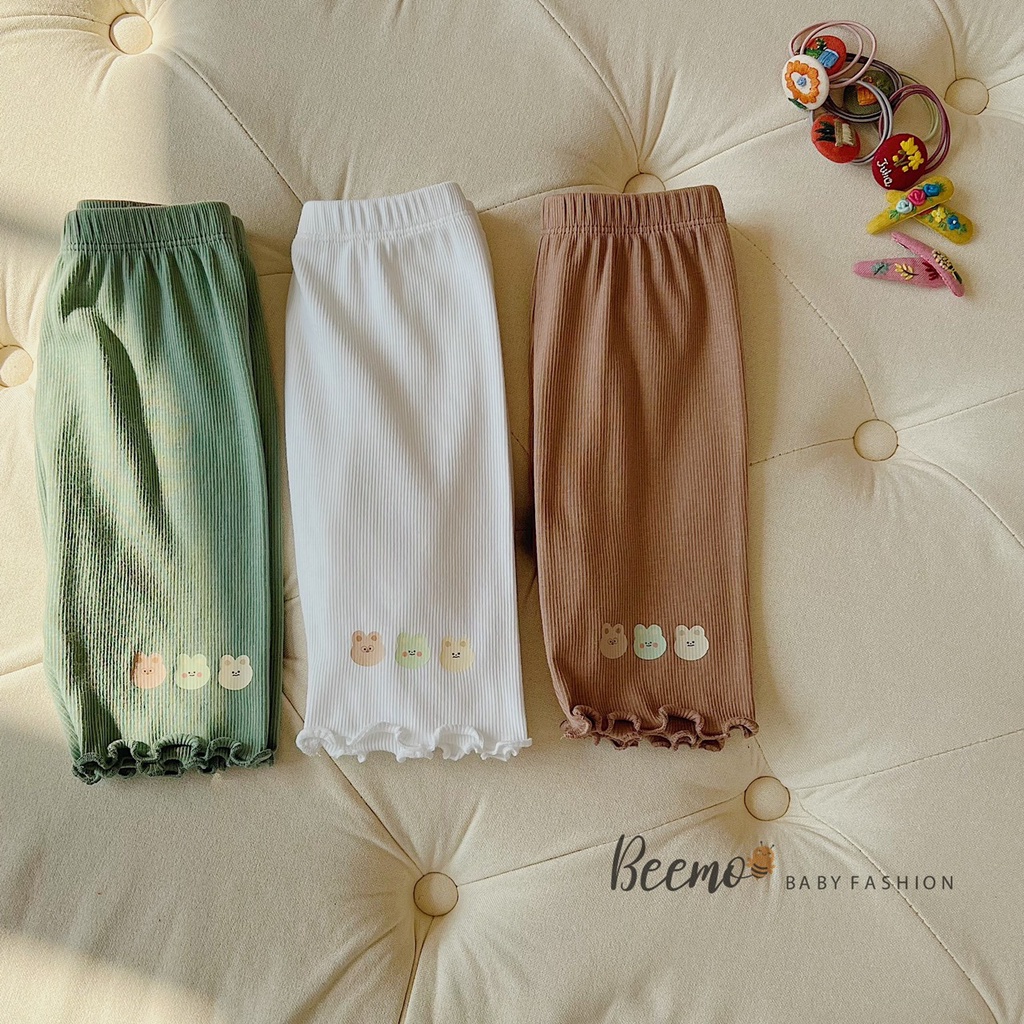 Quần legging gấu cho bé gái Beemo, chất liệu cotton tăm mềm mại, 3 màu xinh xắn B138