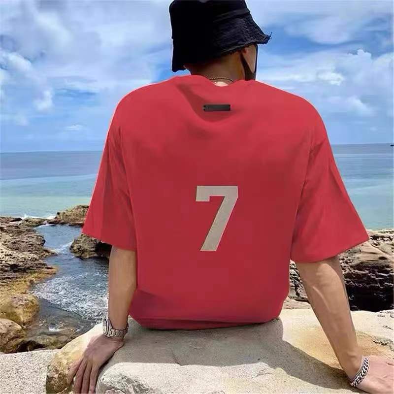 Áo Thun Cotton Ngắn Tay Dáng Rộng In Số 7 Thời Trang Unisex