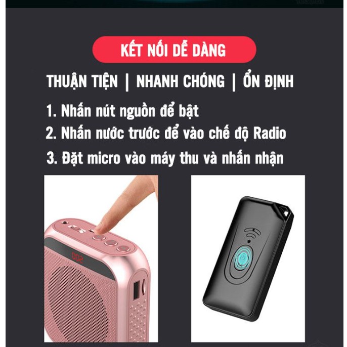 LOA MINI ĐA NĂNG TRỢ GIẢNG PUNNY PINK (KÈM MICRO) THẾ HỆ MỚI 2021