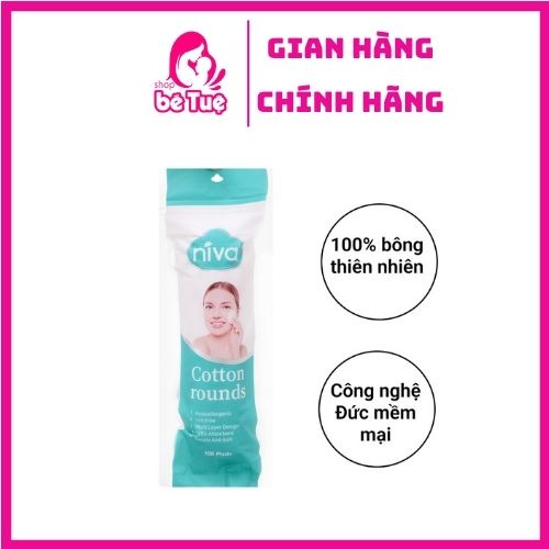 Bông Tẩy Trang Niva Dạng Tròn - Túi 100 Miếng