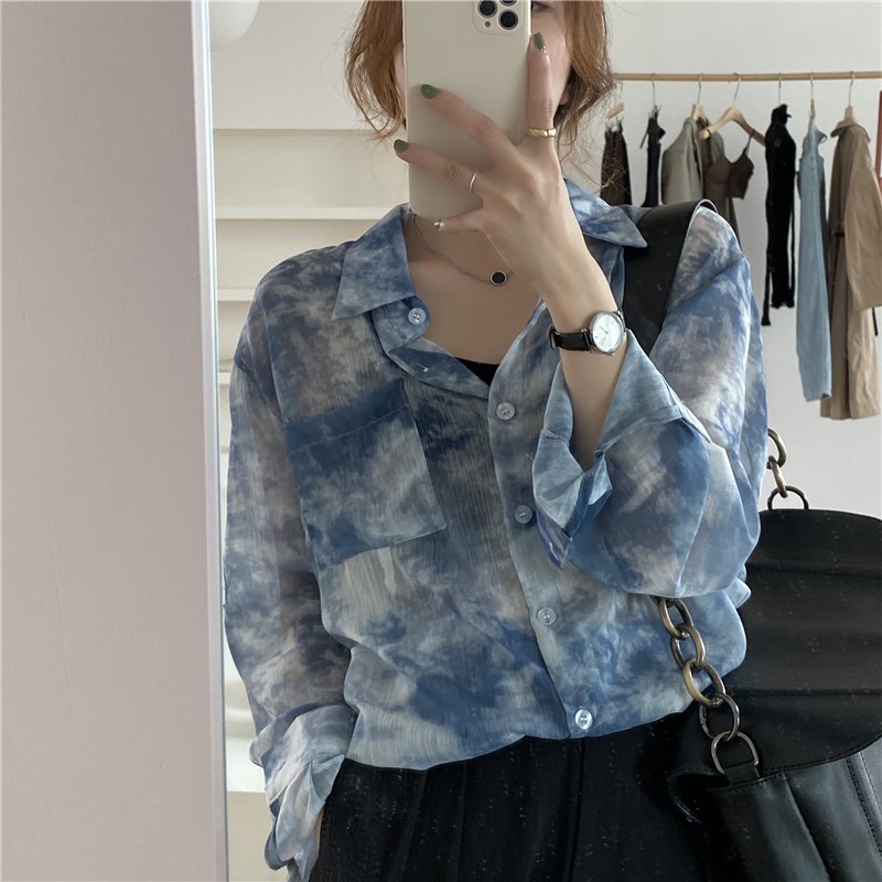 Áo Sơ Mi Tay Dài Dáng Rộng Kiểu Retro Phong Cách Hàn Quốc