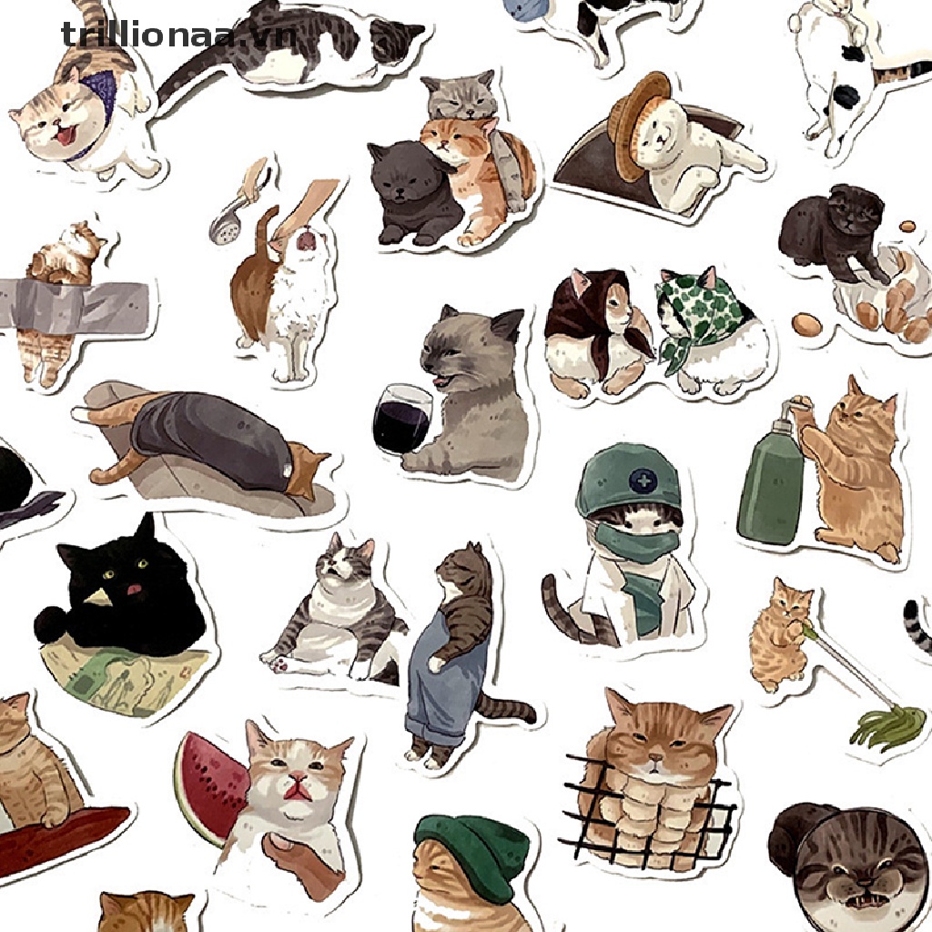 【trillionaa】 Cute pet kitten cute sticker suitcase mobile phone case stationery decoration .