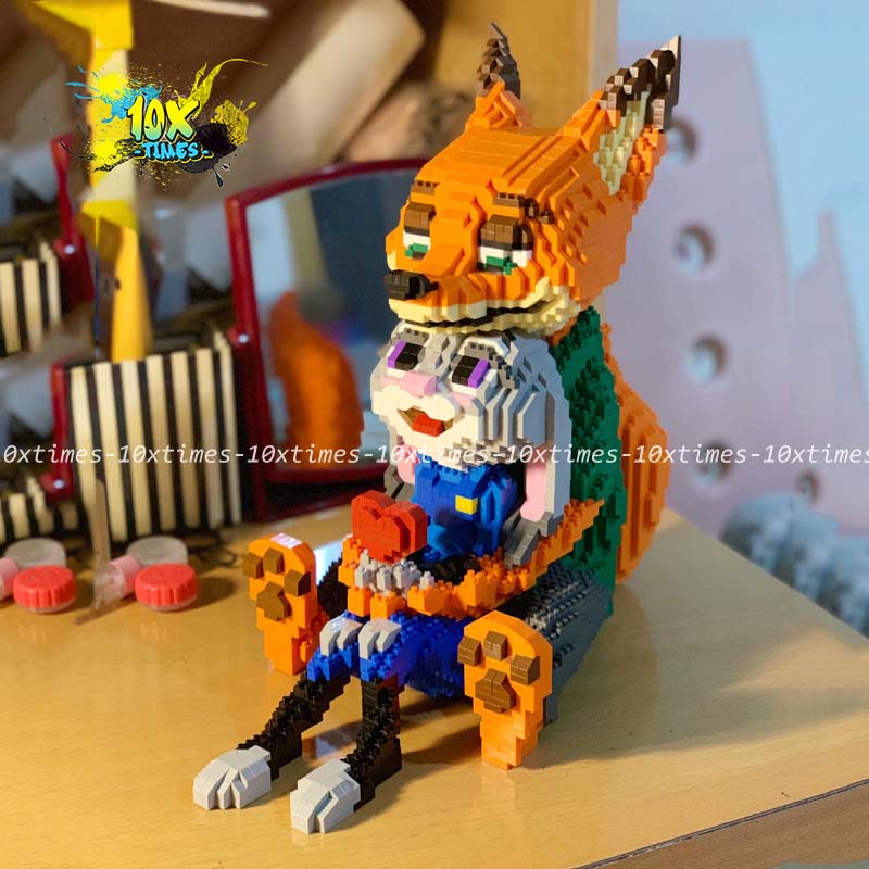 Mô hình lắp ráp 3d thỏ Juddy Hopps và cáo Nick dễ thương quà tặng sinh nhật bạn trai bạn gái, dồ decor