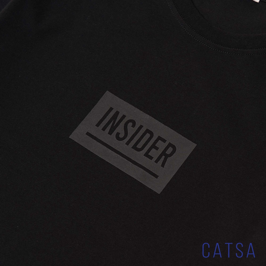Áo thun nam đen trơn cổ tròn cotton CATSA form  regular fit in INSIDER co giãn thoáng mát ATN248