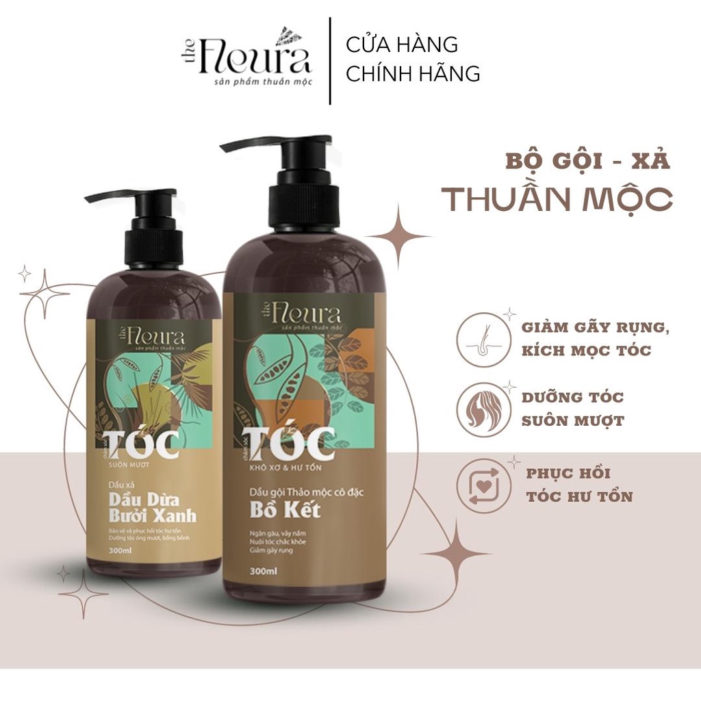 Cặp gội xả thảo mộc Fleura dầu gội cặp xả giảm gàu rụng tóc, giúp tóc suôn mượt chắc khỏe