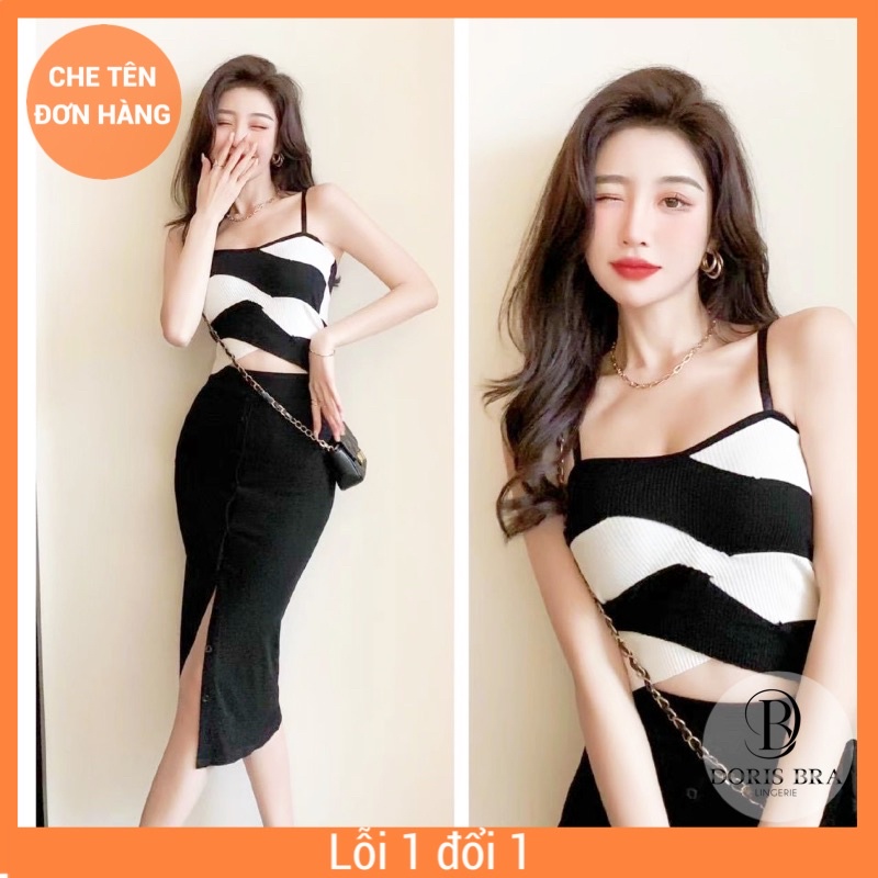 Áo lót nữ,BR386 Áo bra cotton kẻ ngang phong cách Hàn Quốc siêu xinh