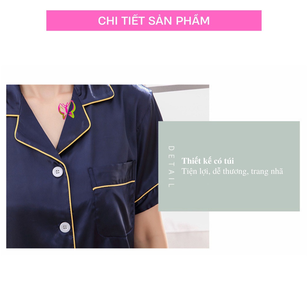 Bộ ngủ Pyjama lụa tay ngắn cao cấp, trẻ trung, thoải mái, thoát mát (MS 09041) Anna Shop