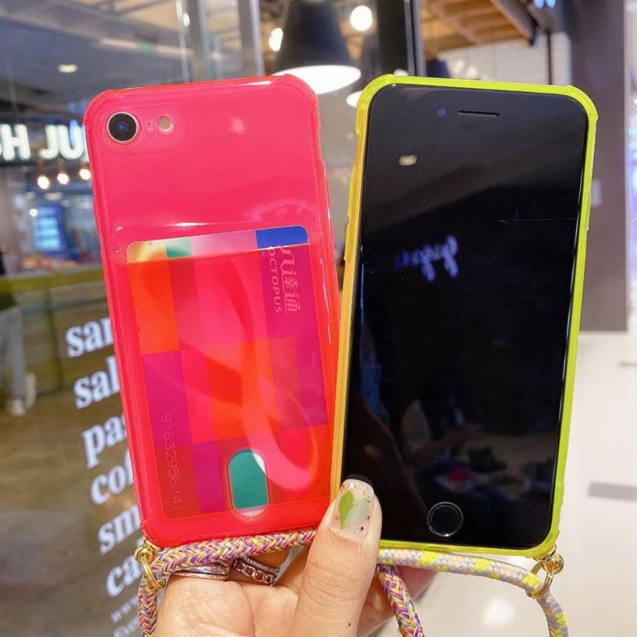 Ốp điện thoại mềm có dây đeo màu trong suốt dạ quang có ngăn đựng thẻ cho iPhone tphcm | BigBuy360 - bigbuy360.vn