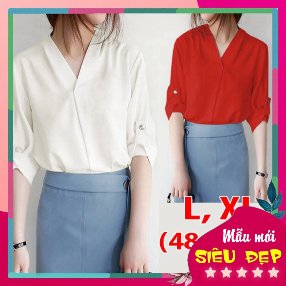ÁO SƠ MI CÔNG SỞ KIỂU ÁO SƠ MI CỔ ĐẮP CHÉO TAY LỠ PHỐI NÚT, THỜI TRANG CÔNG SỞ NỮ 3084 3099