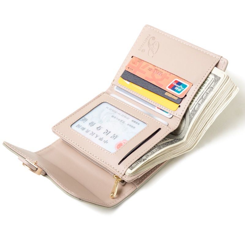 Ví Da Pu Dáng Ngắn Đựng Thẻ Thiết Kế Xinh Xắn Cho Nữ