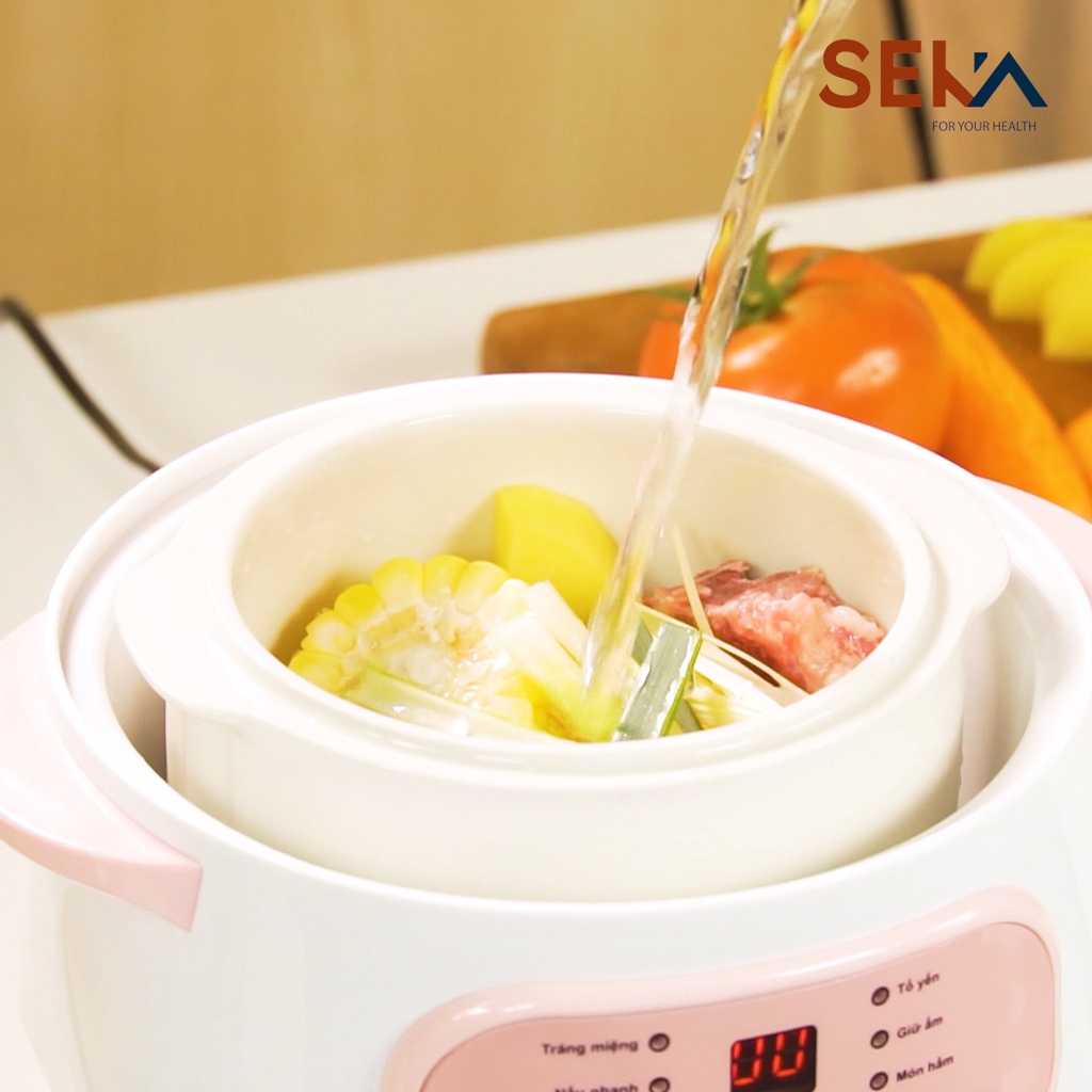 Nồi Nấu Cháo Chậm SEKA - Nồi Chưng Yến Cách Thủy Lõi Sứ Đa Năng Tiện Lợi - Nồi Hầm Cháo Chậm Cho Bé Hẹn Giờ Thông Minh