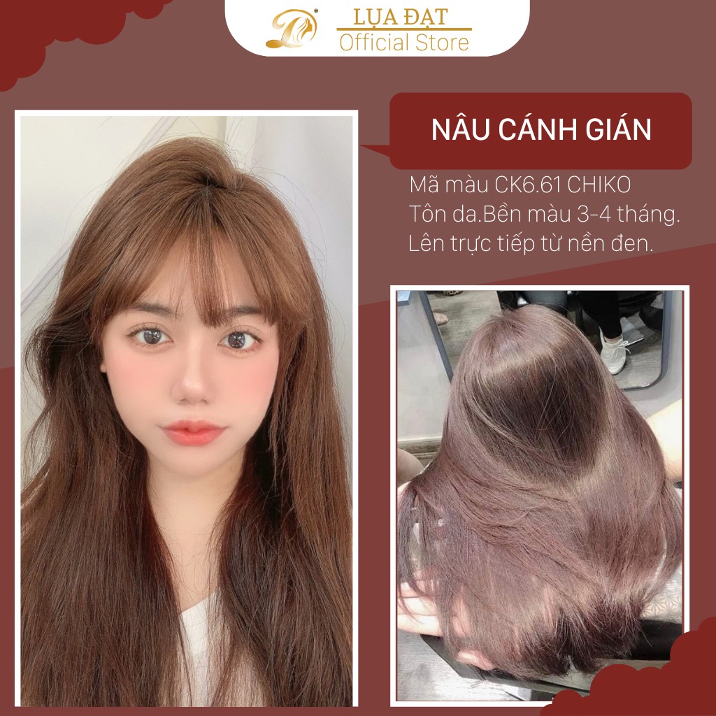 NÂU CÁNH GIÁN-Thuốc nhuộm tóc màu nâu cánh gián (CK 6.61) CHIKO + TẶNG kèm trợ nhuộm