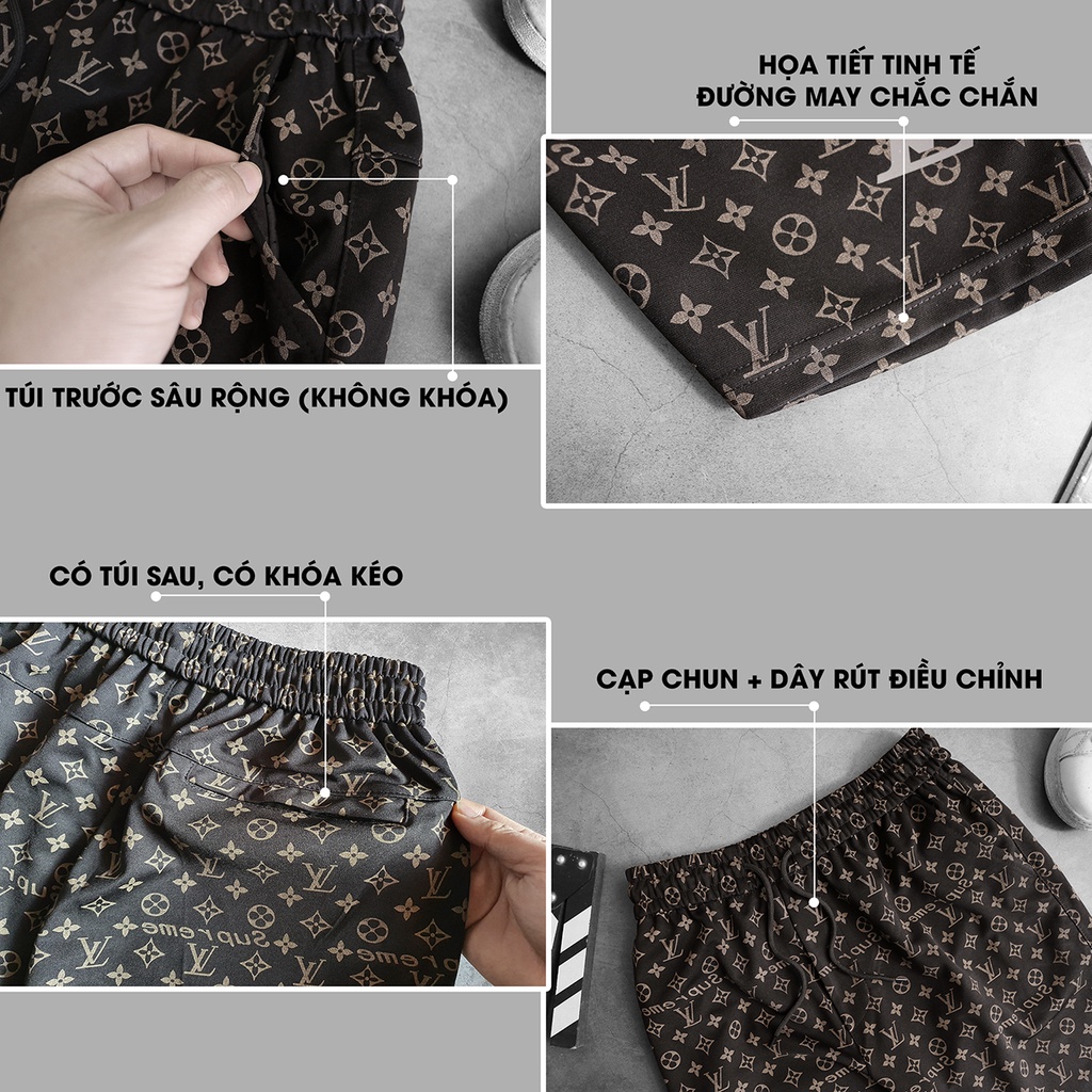 Quần short nam thun chất liệu dày mịn co giãn họa tiết sang trọng cao cấp thời trang BMF