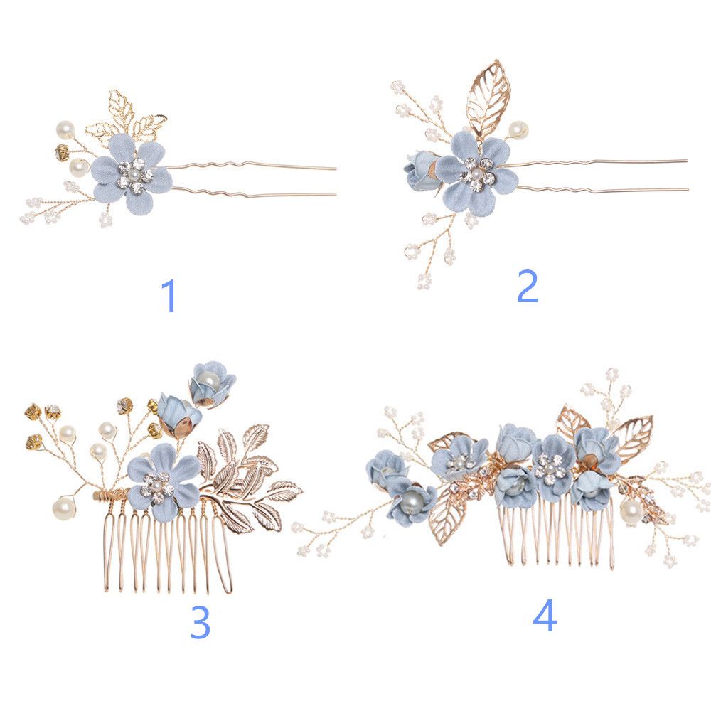 Lược cài tóc hình hoa lá lãng mạn sang trọng cho cô dâu