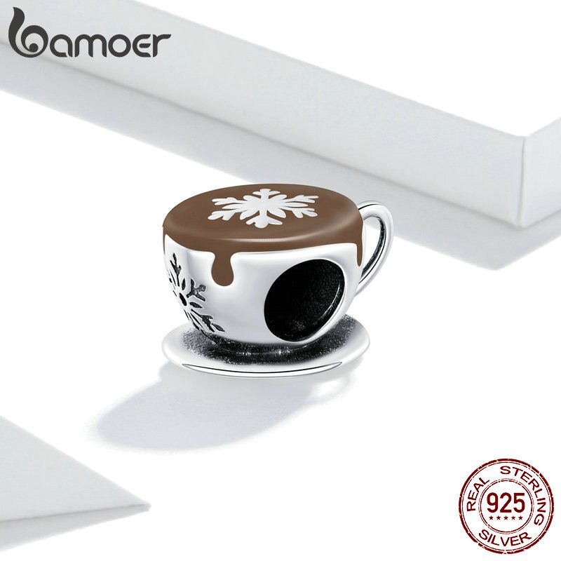 Hạt Charm Bamoer BSC361 Hình Ly Cà Phê Mùa Đông Bằng Bạc 925 Thật Dùng Cho Vòng Tay Nữ Tự Làm