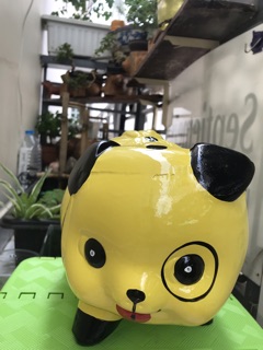 Heo đất chó đóm vàng size L ( 24x15x17 )