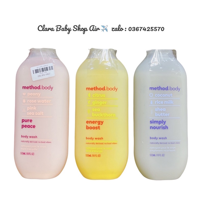 Sữa tắm Method Body ÚC 532ml( Air/đủ bill)