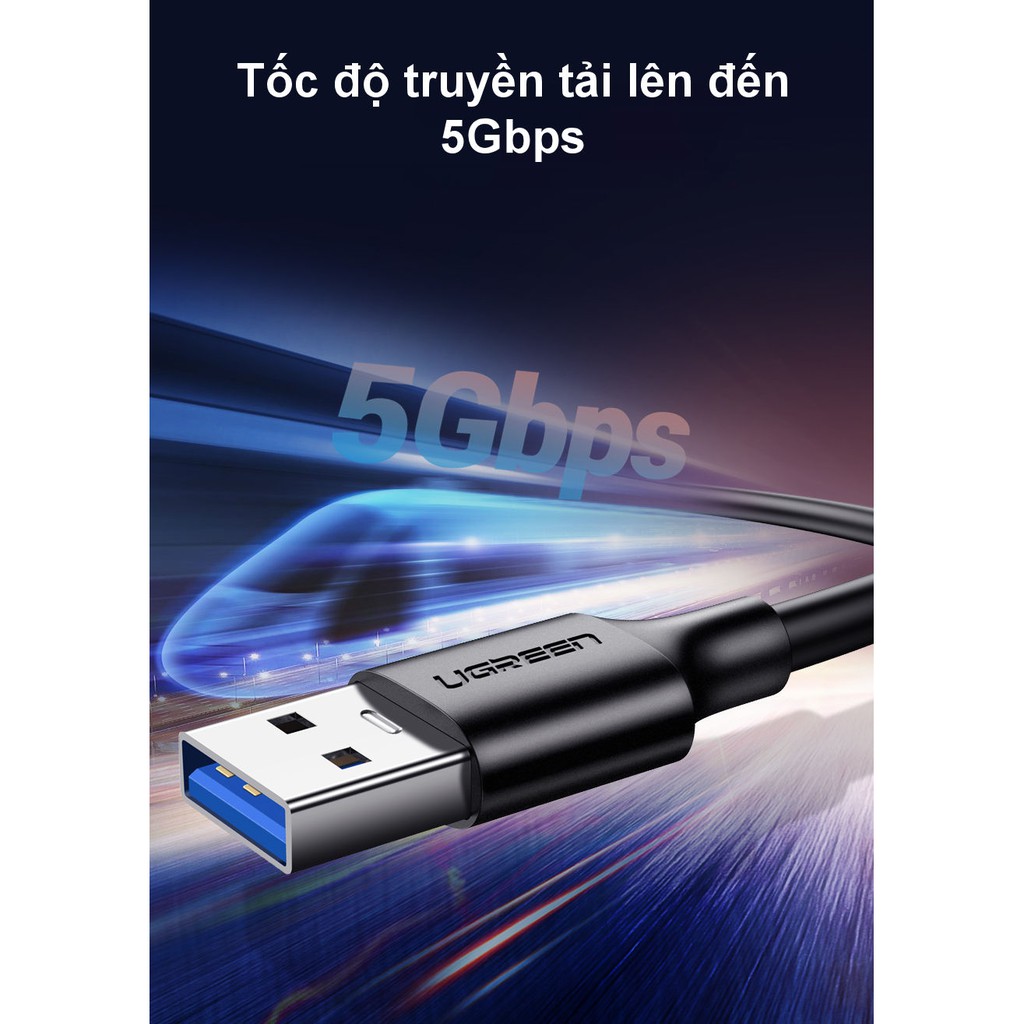 Dây cáp sạc và truyền dữ liệu tốc độ nhanh USB 3.0 sang USB type C, dòng 3A, dài 0.5-2m UGREEN US184