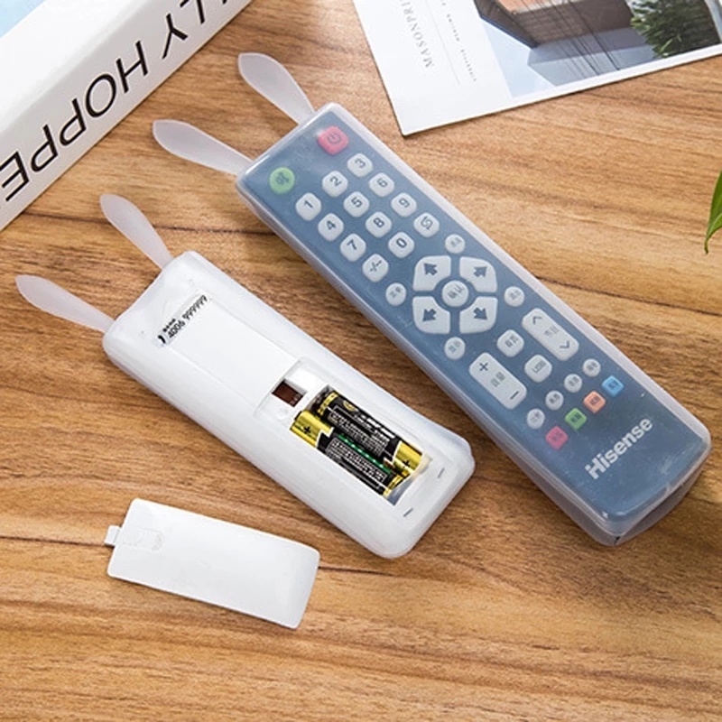 Vỏ bọc bộ điều khiển TV từ xa thiết kế hình tai thỏ dạ quang bằng silicone trong suốt chống bụi/ chống nước