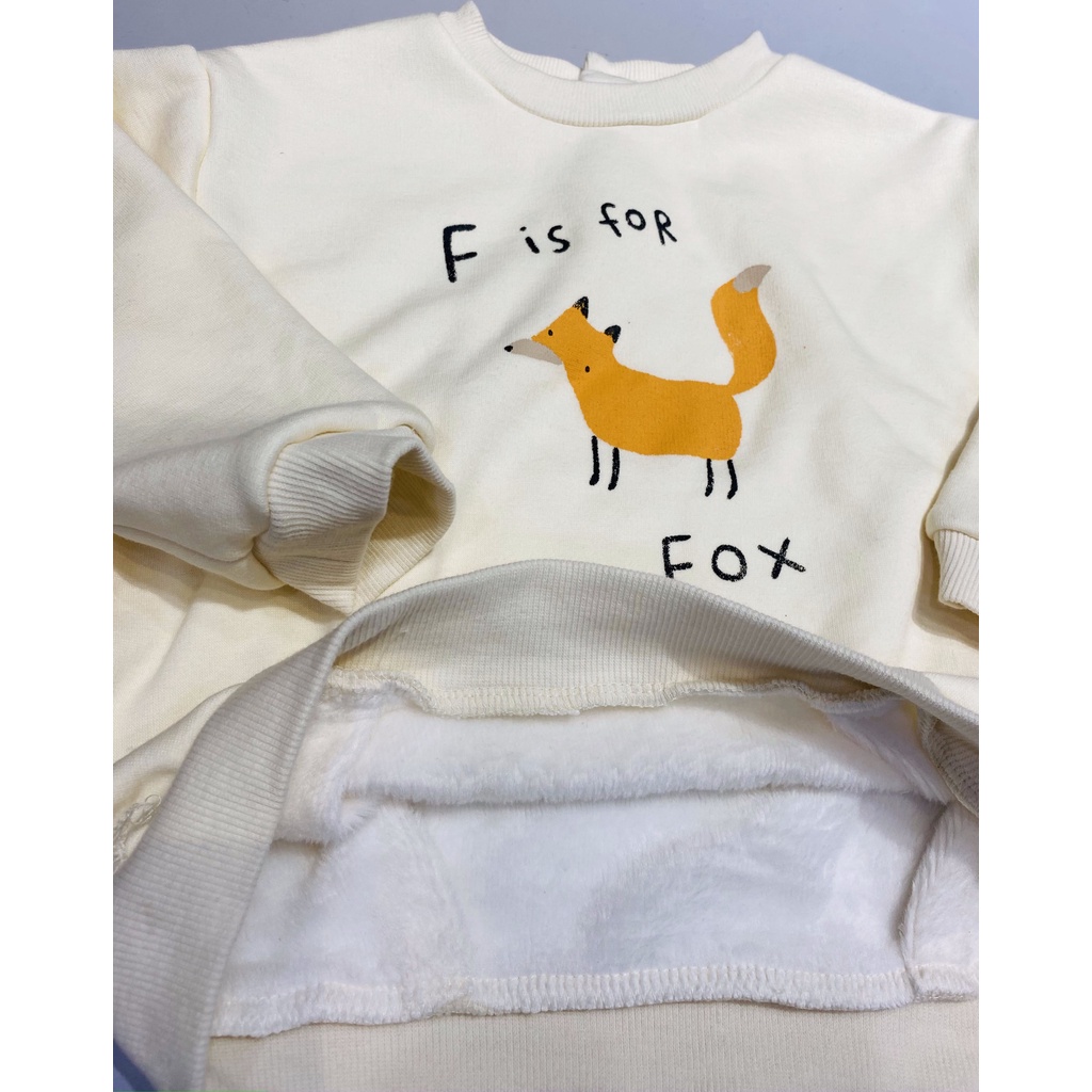 Áo Sweater nỉ da cá thu đông cho bé con cáo chữ F is Fox màu trắng cổ tròn thương hiệu Agabang Hàn Quốc – agabang >>> top1shop >>> shopee.vn