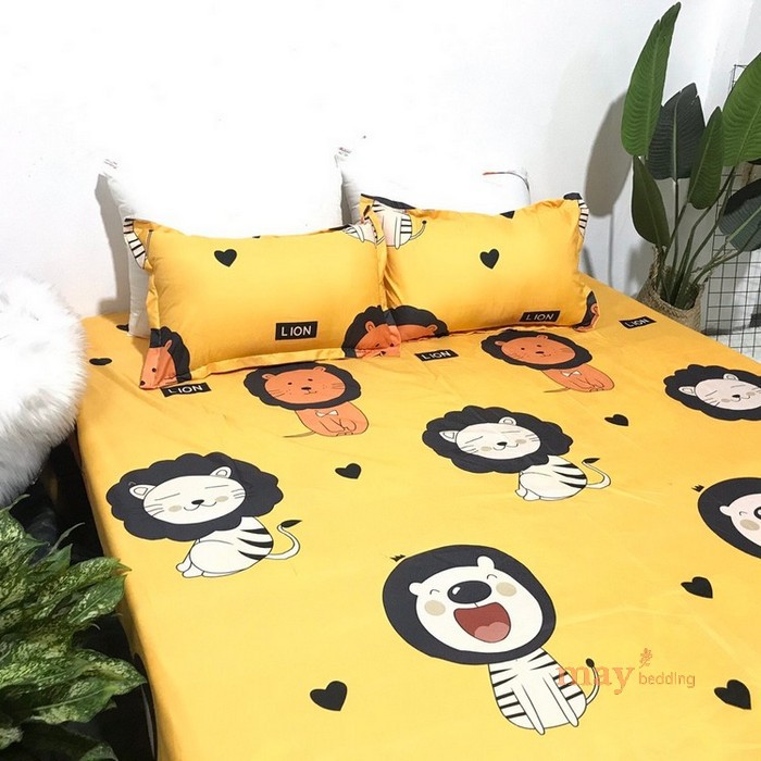 Bộ Drap Giường Bọc Nệm Kèm 2 Vỏ Áo Gối Poly Cotton