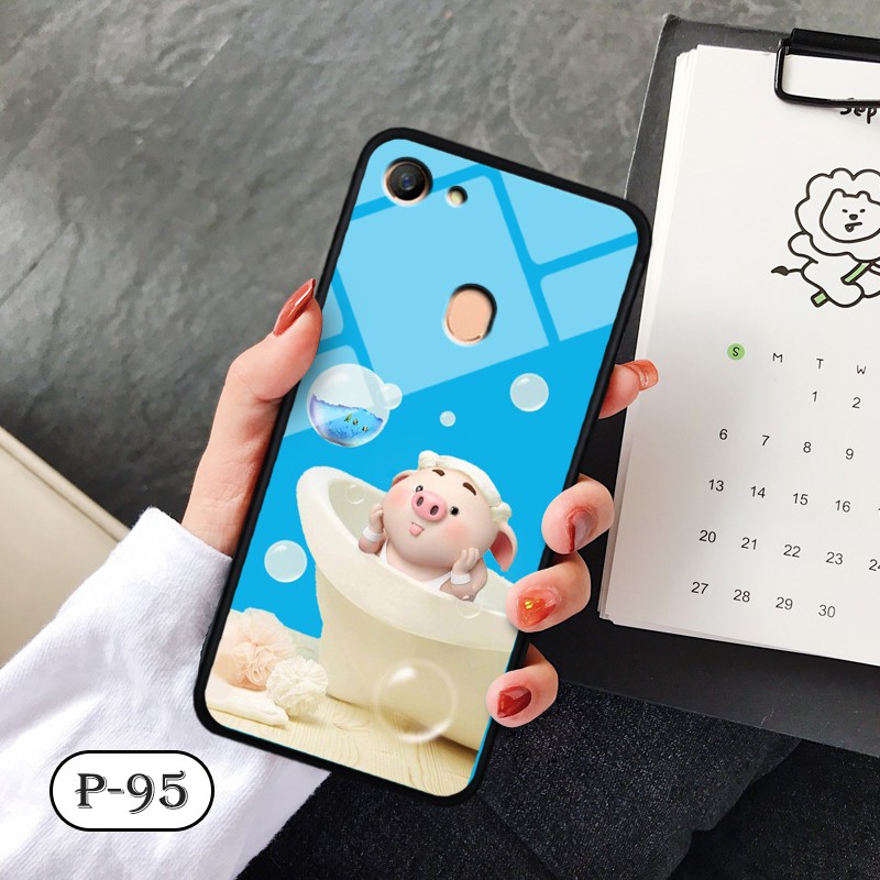 Ốp lưng kính 3D OPPO F7- hình cute