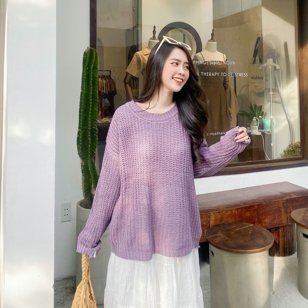 ÁO LEN BASIC TAY DÀI ZAREEN LEN23 TÍM | BigBuy360 - bigbuy360.vn