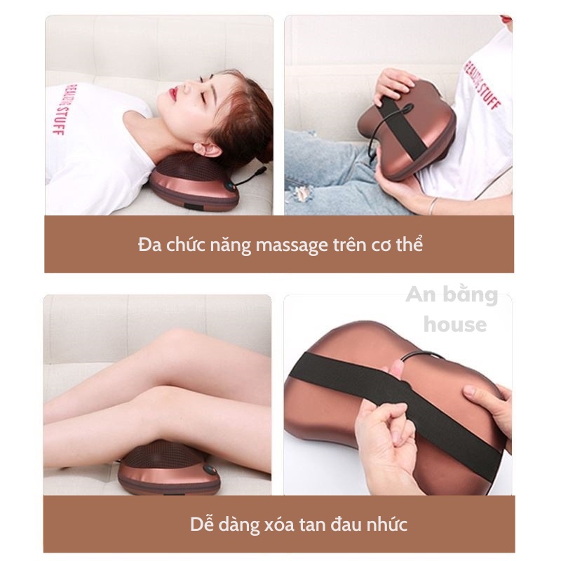 Gối Massage Cổ Vai Gáy 8 Bi Hồng Ngoại Đa Năng,Máy Massage Công Nghệ Nhật Bản Cao Cấp