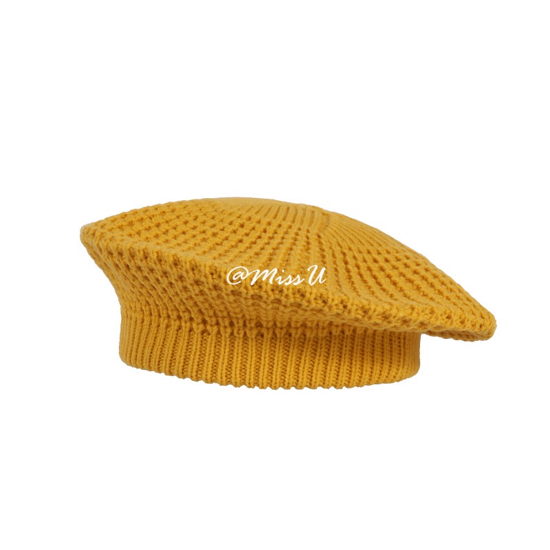 Mũ Beret dệt kim màu sắc đơn giản cho nữ