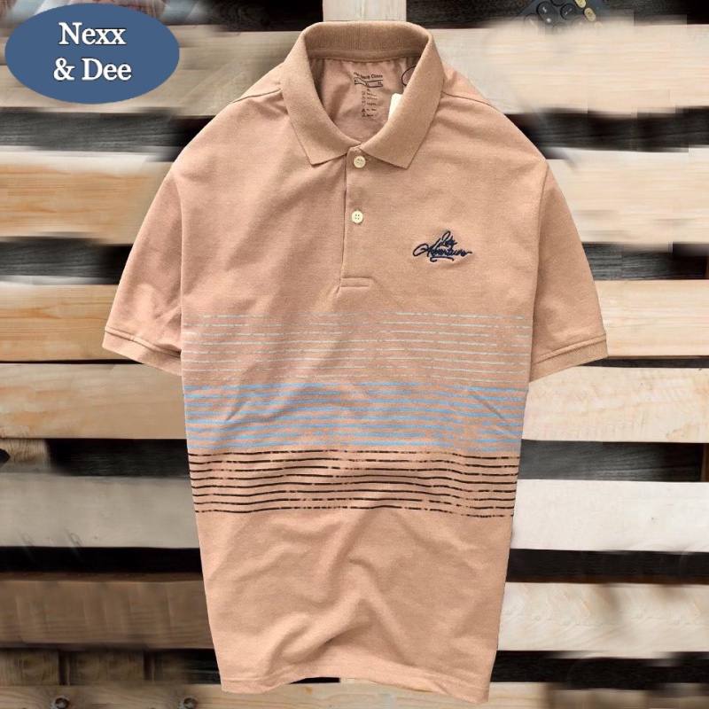 Áo thun polo nam sọc ngang trung niên có cổ bẻ vải cá sấu Nexx&amp;Dee PL07