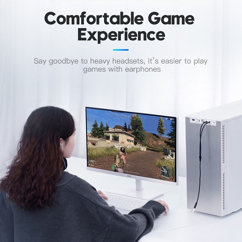 Dây Cáp Âm Thanh Nối Dài 2 Trong 1 3.5mm female Sang 2 male aux