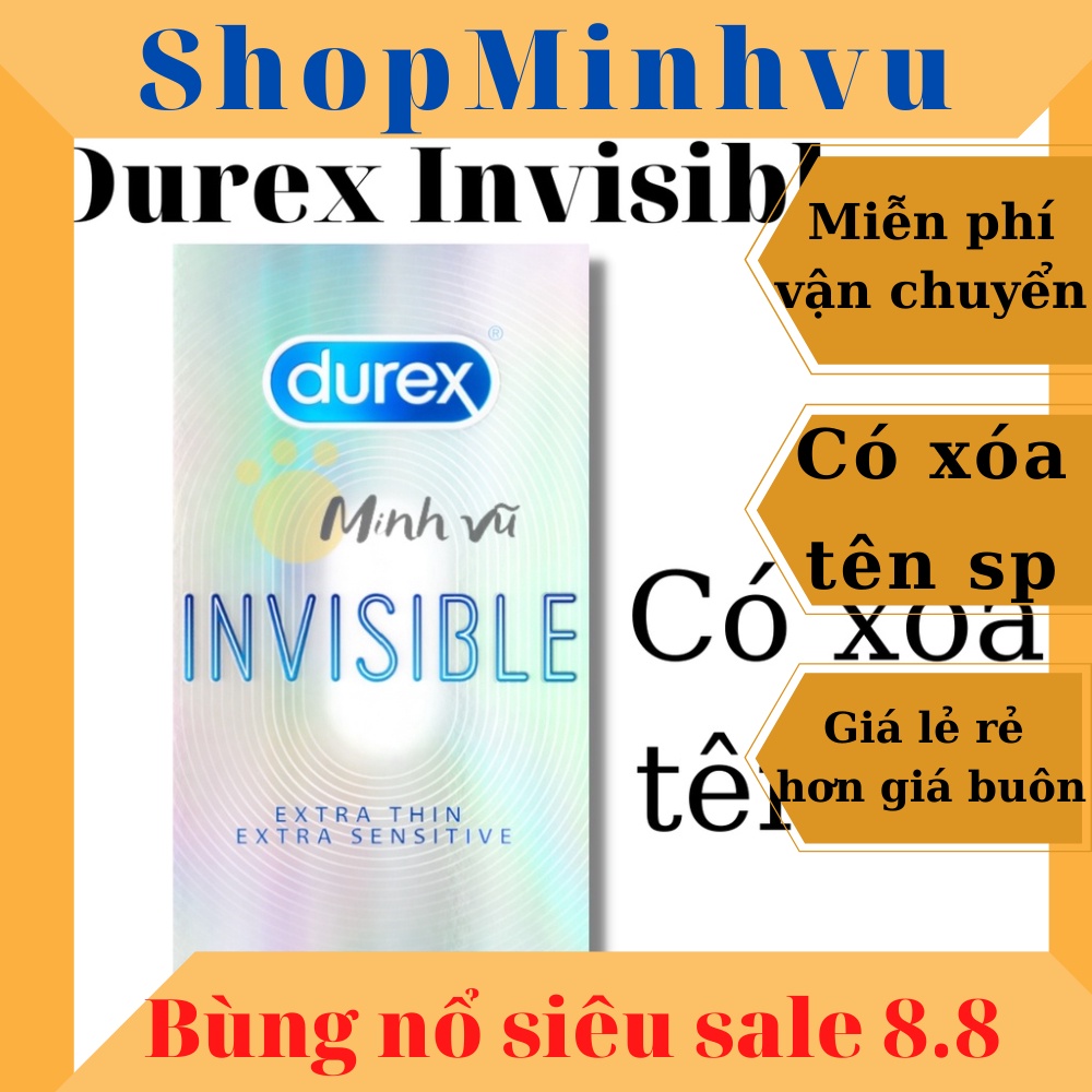 [ Có video ảnh thật ] Bao cao su Durex Invisible hộp 10 chiếc bcs durex mỏng tàng hình