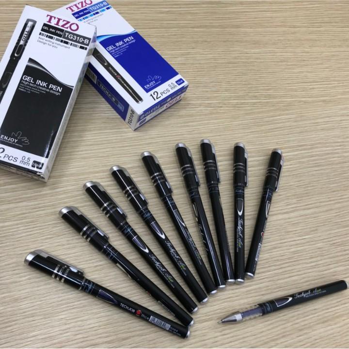 Bút gel TIZO - TG310-B bút nước ngòi 0.5mm loại 1 mực xanh, đen ANKICO