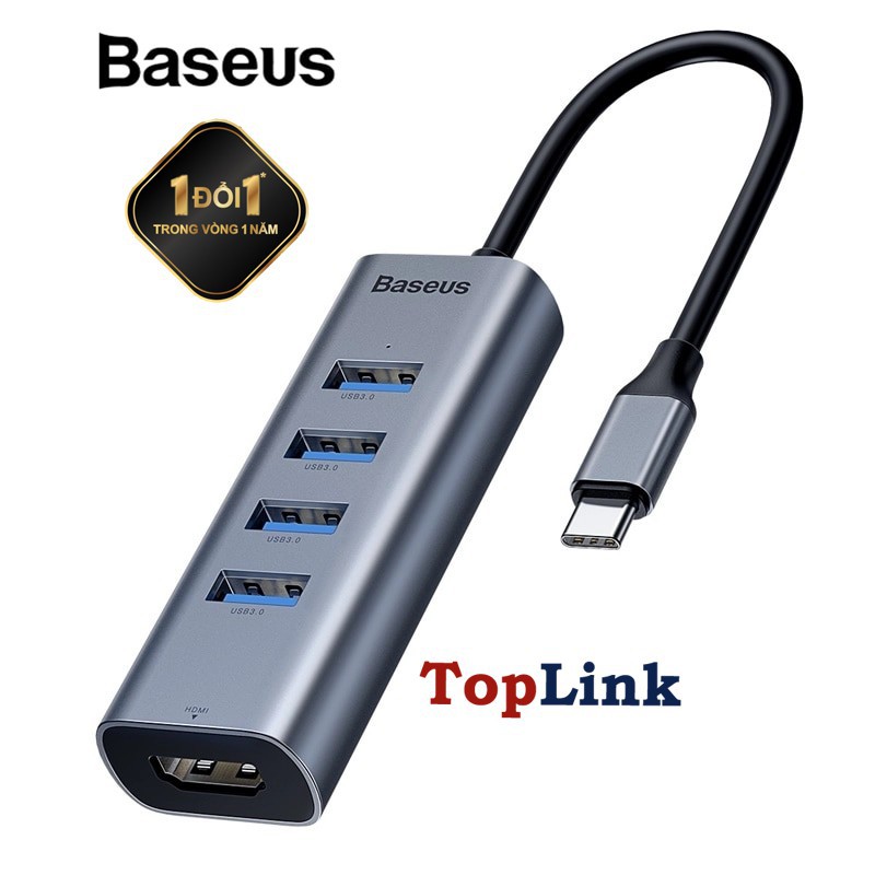 Hub Chuyển Đổi Type-C To HDMI và USB 3.0 - Hub chuyển Type C to USB 3.0 và HDMI Baseus Cho Macbook - TopLink