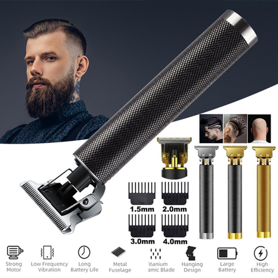 Bộ Tông Đơ Cắt Tỉa Tóc Không Dây Cổng Usb Lưỡi Chữ T Khít Cho Nam
