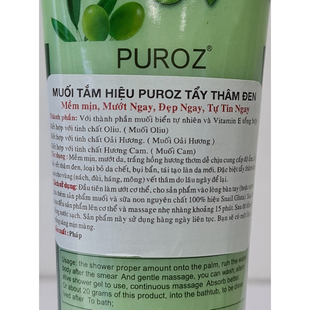 Muối Tắm Tẩy Thâm Tế Bào Chết PUROZ Olive 420ml Pháp | BigBuy360 - bigbuy360.vn