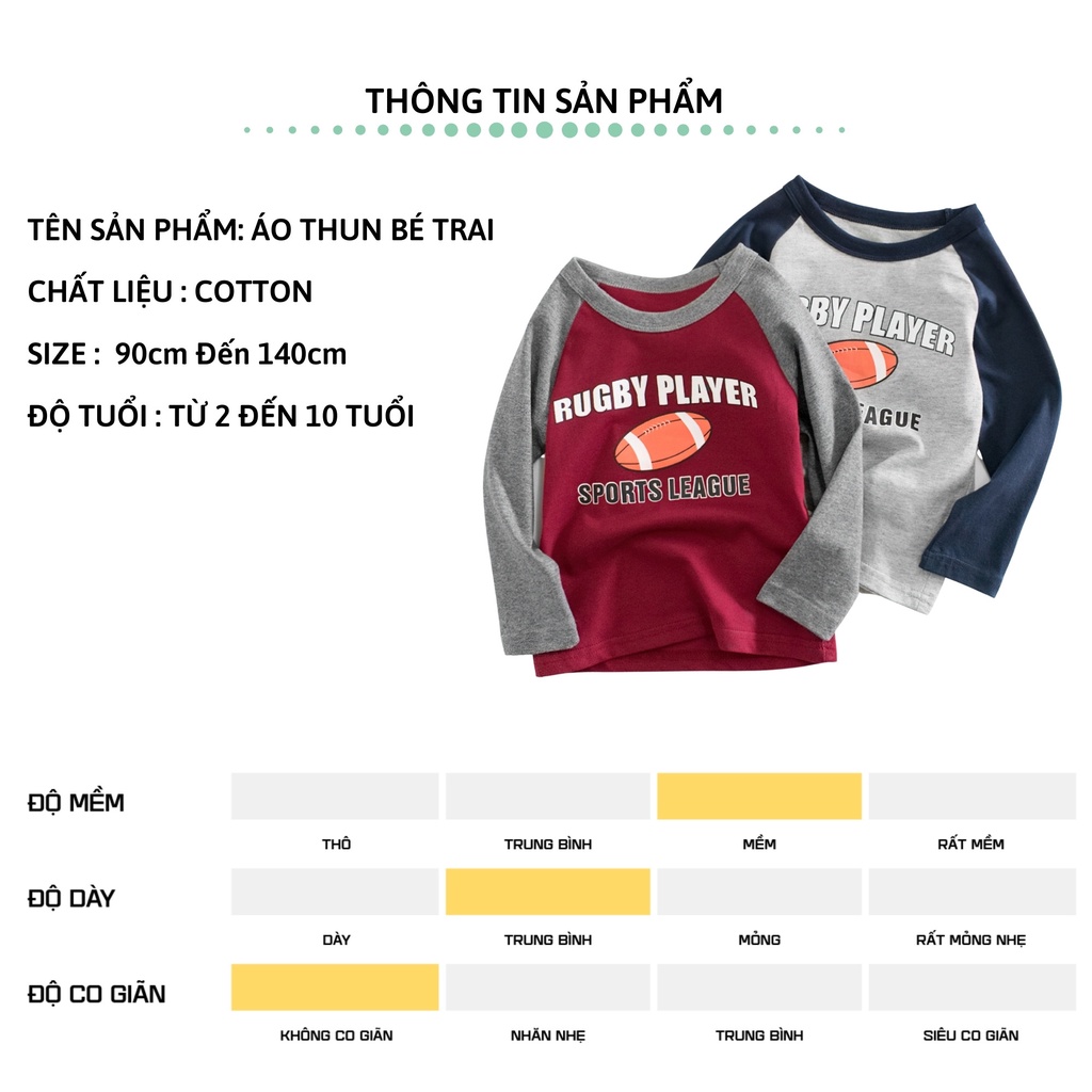 Áo thun dài tay bé trai 27Kids thu đông nam 100% Cotton cho trẻ từ 2-10 tuổi BLTS4