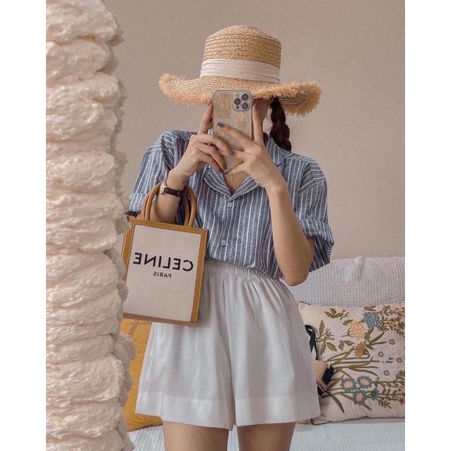 Set Áo Sơ Mi Kẻ Form Rộng Oversize Mix Quần Short Chun Rộng ❌FREESHIP❌Set Đồ Xinh [Áo Sơmi form rộng Ulzzang Style]