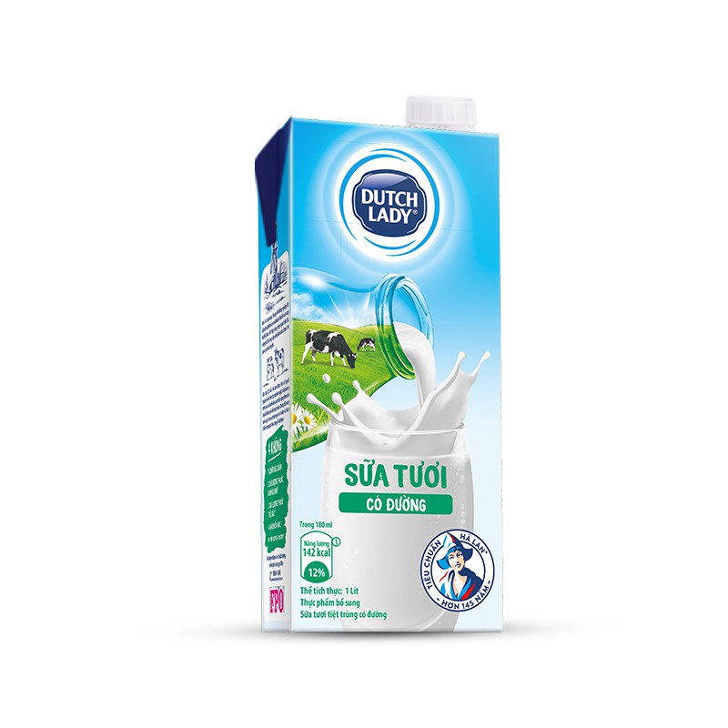 Hộp sữa tươi tiệt trùng Dutch Lady Fresh có đường 965ml