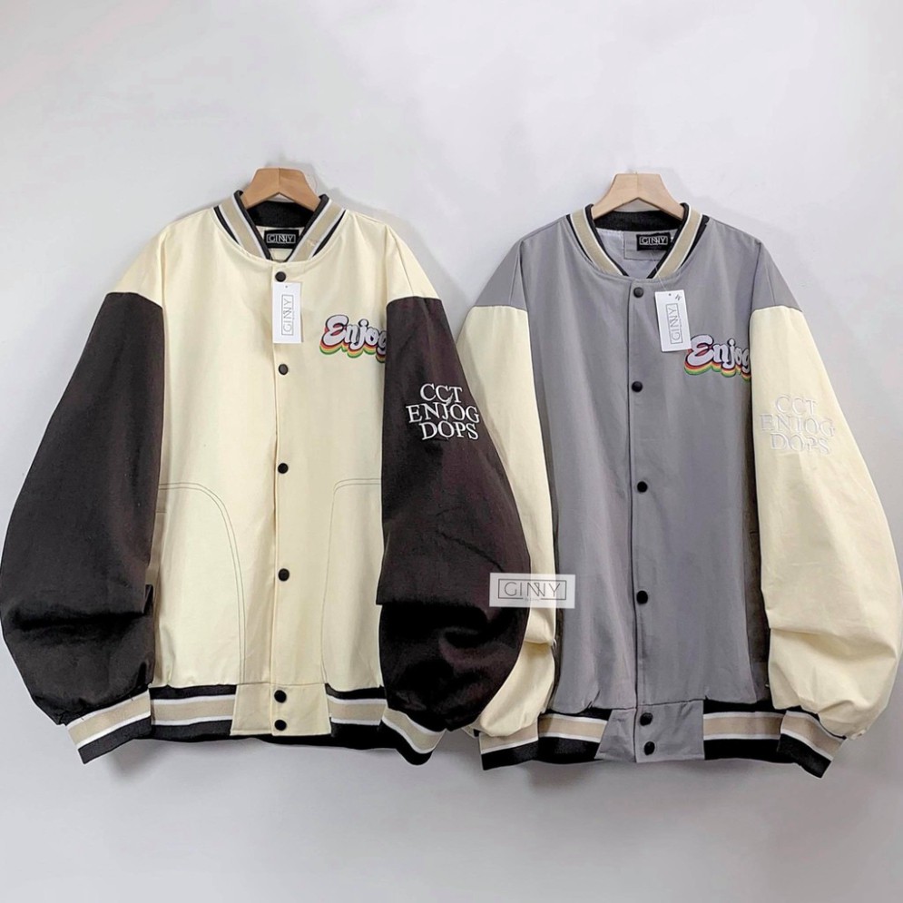 Áo Khoác Bomber Enjog TK 02| Khoác Bomber Nữ| Form Rộng| Áo Bóng Chày